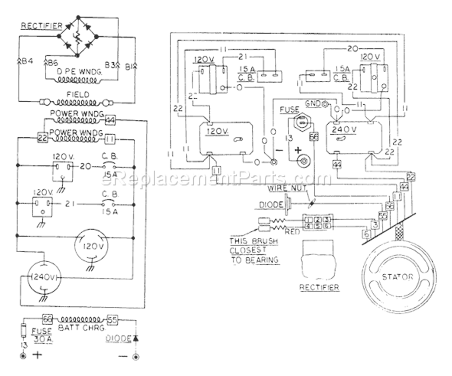 Page E Diagram and Parts List for 8720-0  Briggs and Stratton Generator